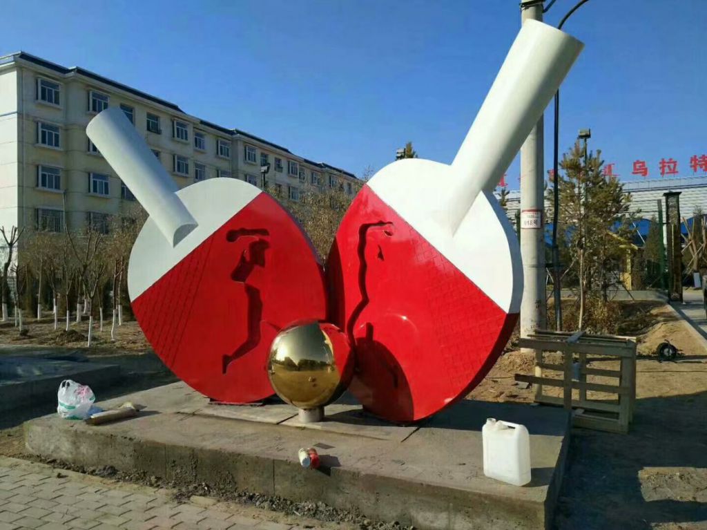 球拍雕塑廠家，烤漆工藝擺件，不銹鋼公園雕塑