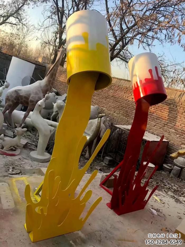 古銅色油漆桶雕塑 大型城市雕塑 商業街擺件