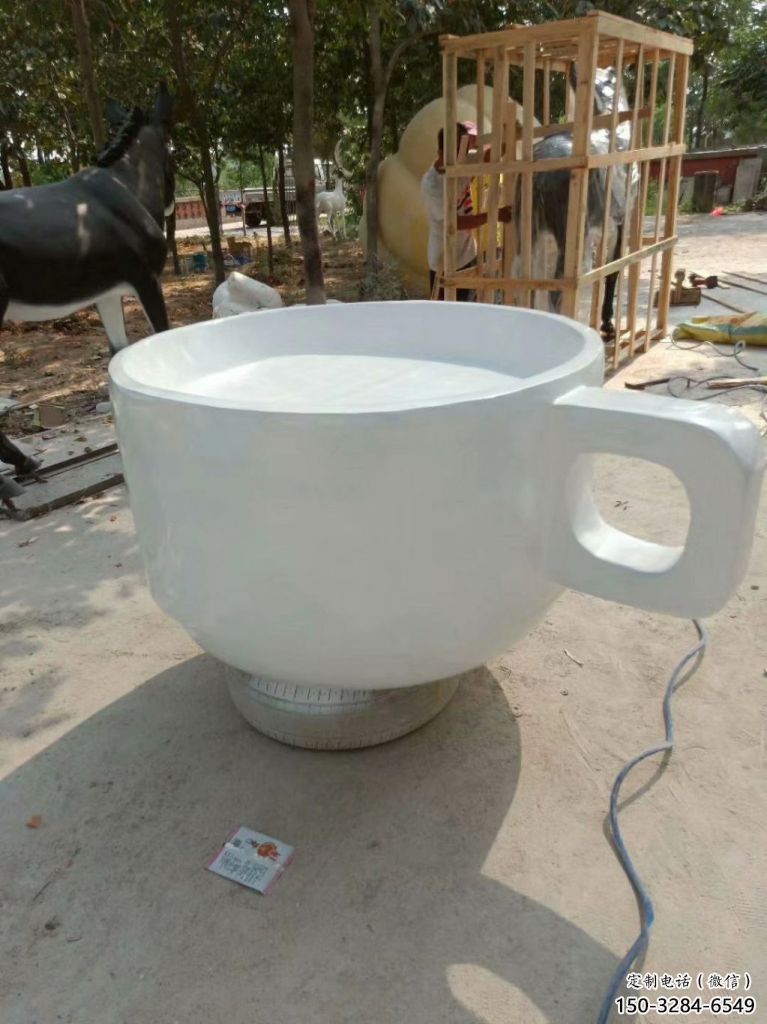 店門口杯子雕塑 創意茶道雕塑 仿真擺件