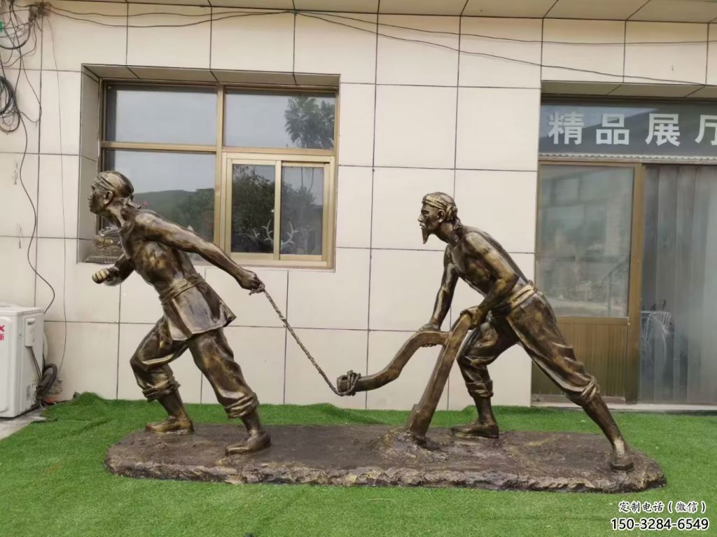 庭院農耕牛雕塑效果圖 城市古銅色雕塑 動物小品制作