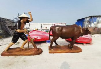 大型農(nóng)耕牛雕塑制作 步行街宣傳雕塑 仿真雕塑擺件