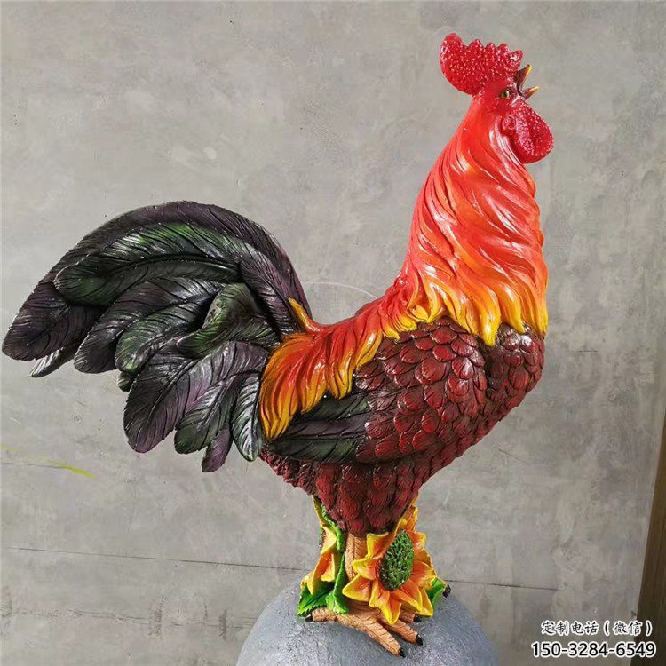 創(chuàng)意公雞雕塑廠家 步行街店門口雕塑 玻璃鋼家禽雕塑