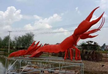 商場玻璃鋼龍蝦雕塑 仿真動物雕塑 店門口小品