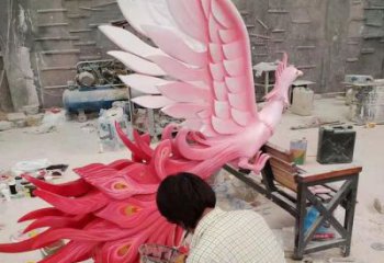 公園玻璃鋼鳳凰雕塑廠家 酒店門口雕塑 彩繪擺件