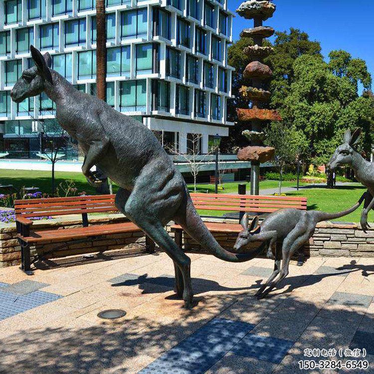 商場(chǎng)袋鼠銅雕塑 仿真動(dòng)物雕塑 店門口小品