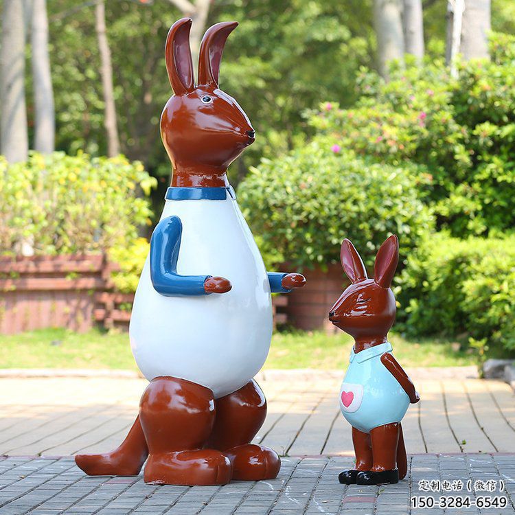 售樓處玻璃鋼袋鼠雕塑 商業(yè)街仿真雕塑 動(dòng)物擺件