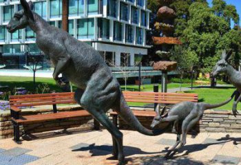 商場(chǎng)袋鼠銅雕塑 仿真動(dòng)物雕塑 店門(mén)口小品