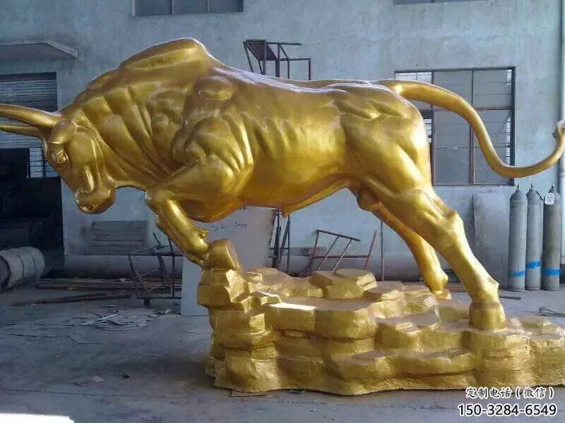 彩繪華爾街牛銅雕塑 仿真雕塑 步行街擺件