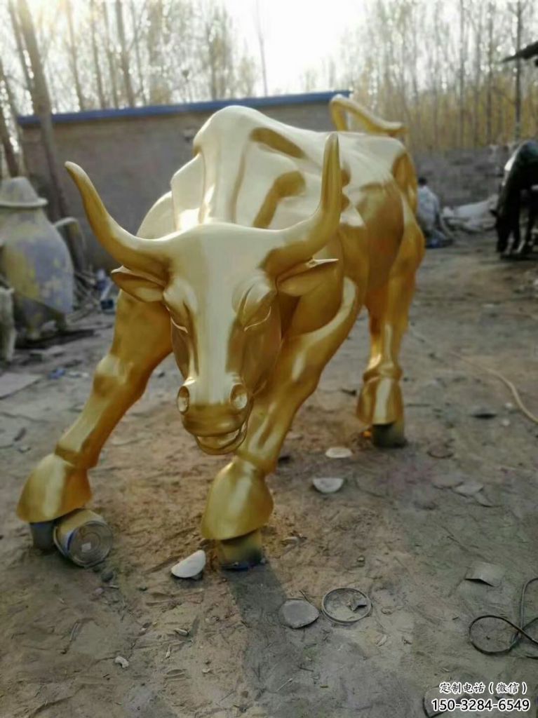 抽象華爾街牛銅雕塑 店門口彩繪雕塑 步行街擺件