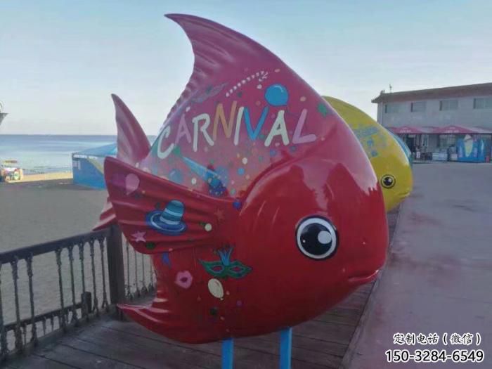 玻璃鋼彩繪金魚雕塑 仿真海洋生物雕塑 步行街?jǐn)[件