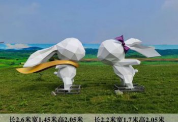 園林不銹鋼兔子雕塑 城市廣場(chǎng)雕塑 步行街?jǐn)[件
