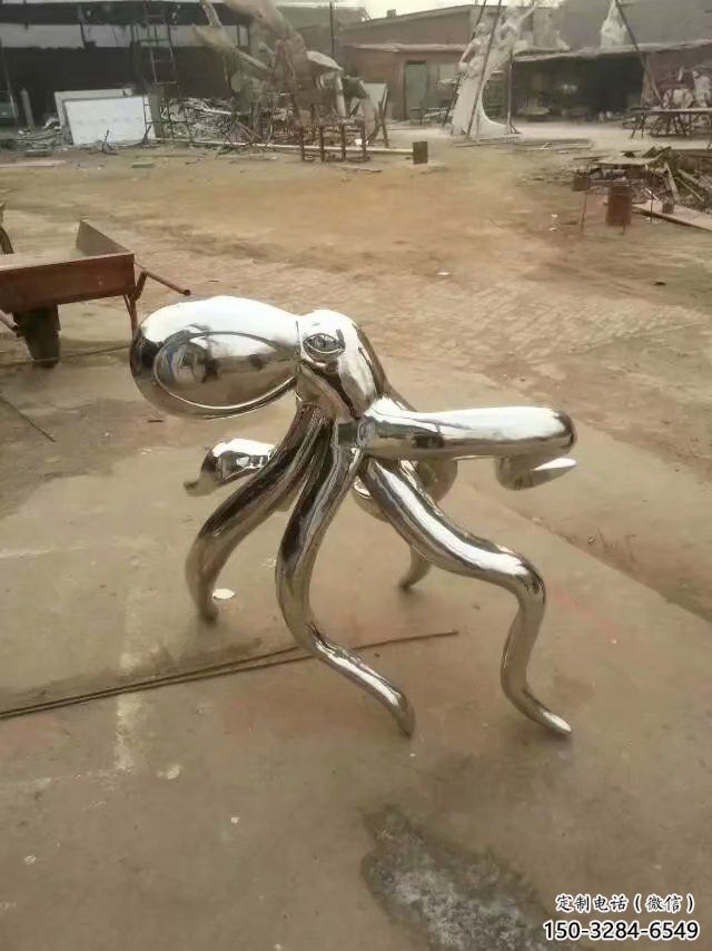 不銹鋼章魚雕塑廠家，鏡面動物，海洋生物小品 (1)