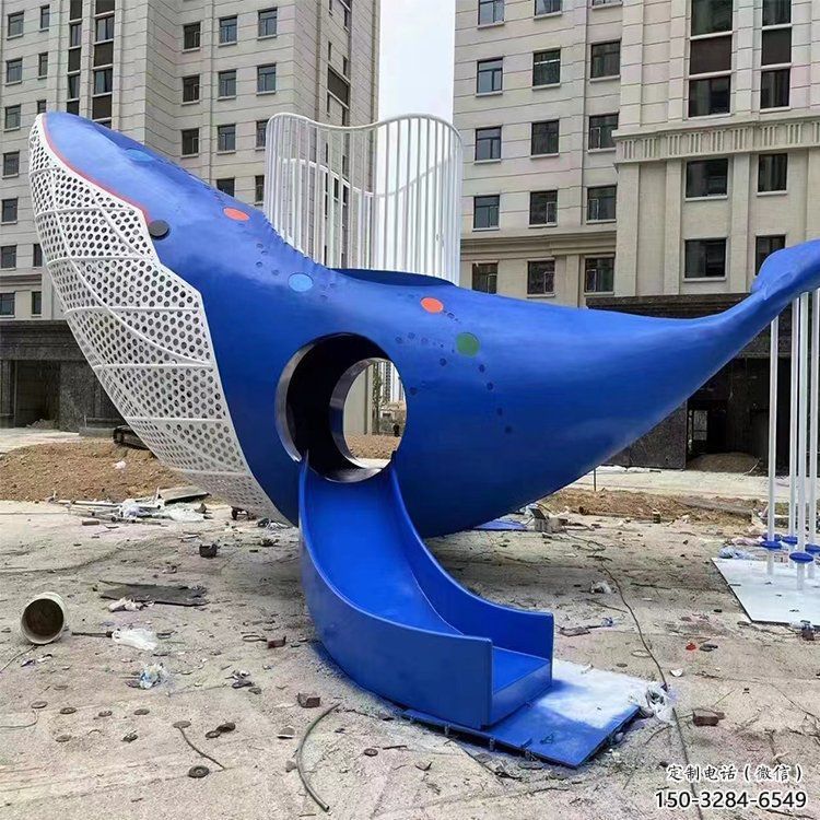 鯨魚(yú)雕塑廠家，烤漆彩繪工藝，公園廣場(chǎng)景觀擺件 (2)