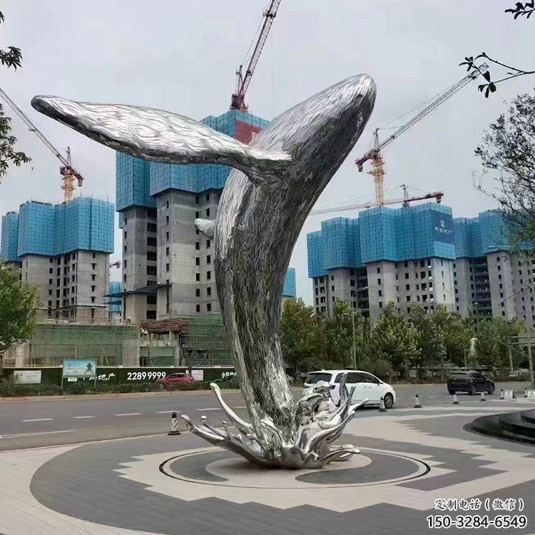 鯨魚(yú)雕塑廠(chǎng)家，烤漆彩繪工藝，公園廣場(chǎng)景觀擺件 (5)