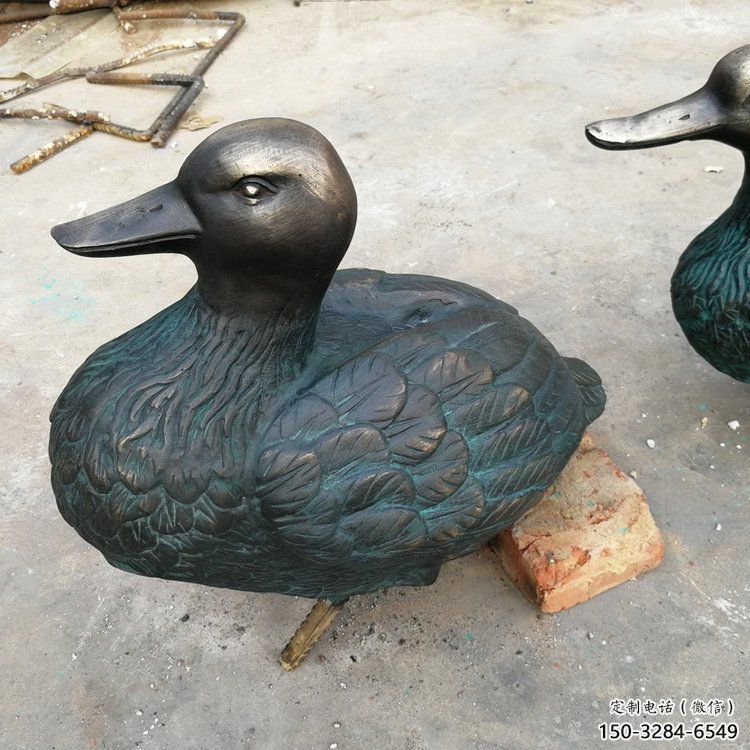 銅鴨子雕塑廠家，仿古工藝，公園廣場動物擺件 (3)