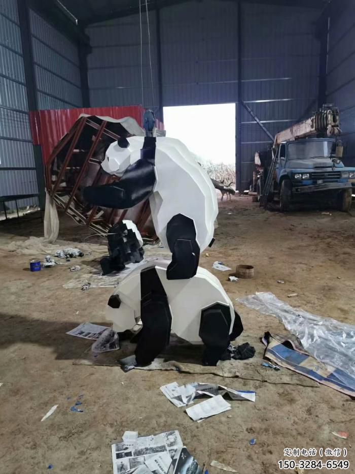 不銹鋼長頸鹿雕塑，異形幾何動物，售樓處小區(qū)擺件 (4)