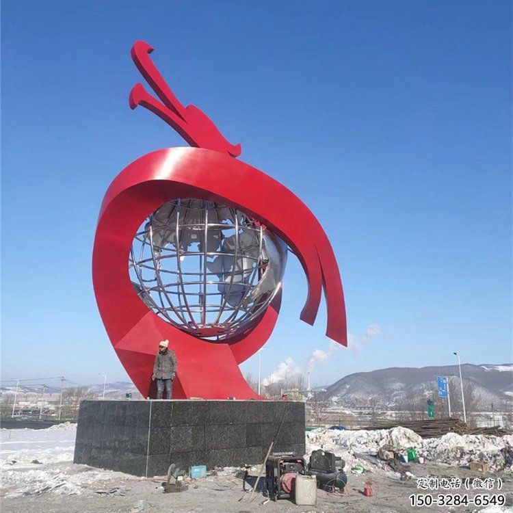 不銹鋼龍形雕塑，大型動物景觀，烤漆工藝制作 (6)