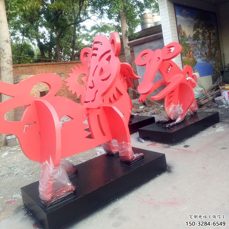 彩繪生肖雕塑廠家 仿真雕塑 步行街?jǐn)[件