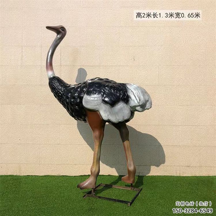 仿真彩繪鴕鳥雕塑廠家，公園廣場動物，大型園林小品