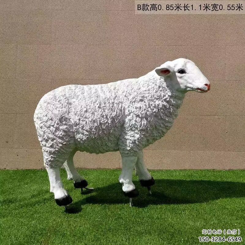 彩繪玻璃鋼綿羊雕塑，動(dòng)物景觀，廣場(chǎng)園林雕塑