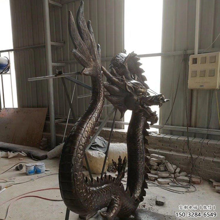 鑄銅仿真龍頭雕塑，黃銅材質(zhì)，公園園林?jǐn)[件