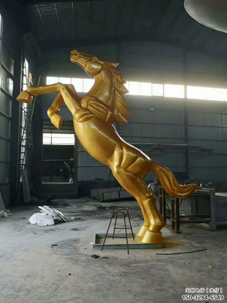 大型奔馬雕塑，城市街頭擺件，不銹鋼動物小品