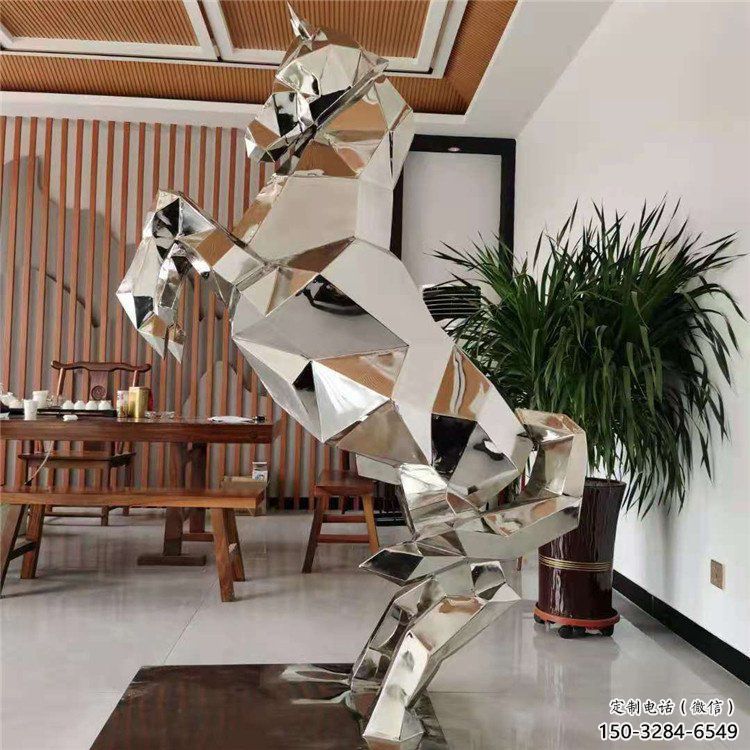 幾何奔馬雕塑，城市動物擺件，大型雕塑