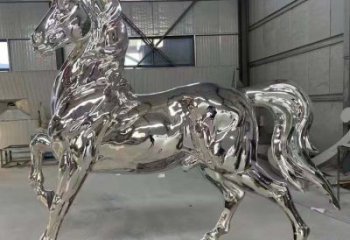 不銹鋼奔馬雕塑，城市動物擺件，大型奔馬雕塑