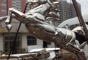不銹鋼奔馬雕塑廠家，城市動物擺件，仿真小品