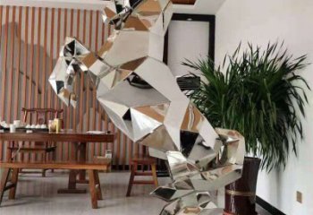 幾何奔馬雕塑，城市動物擺件，大型雕塑