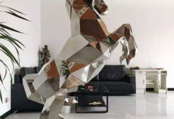 鏡面奔馬雕塑，城市動物擺件，大型廣場小品