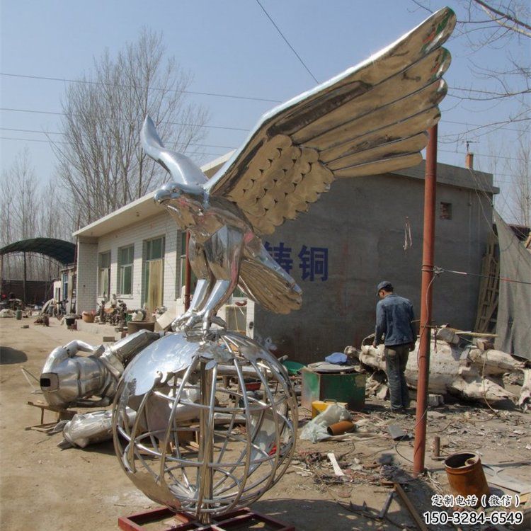 大型不銹鋼老鷹雕塑 商業街廣場雕塑 古銅色擺件