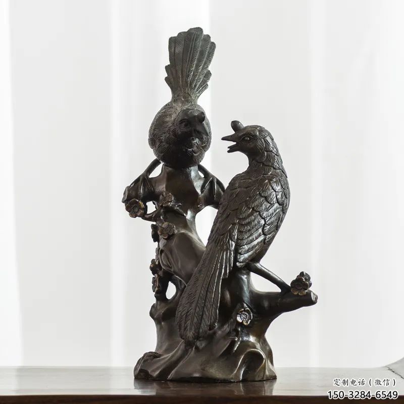 園林喜鵲銅雕塑 城市廣場(chǎng)雕塑 步行街?jǐn)[件