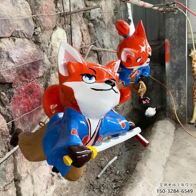 風(fēng)景區(qū)狐貍雕塑 售樓處廣場(chǎng)雕塑 彩繪擺件