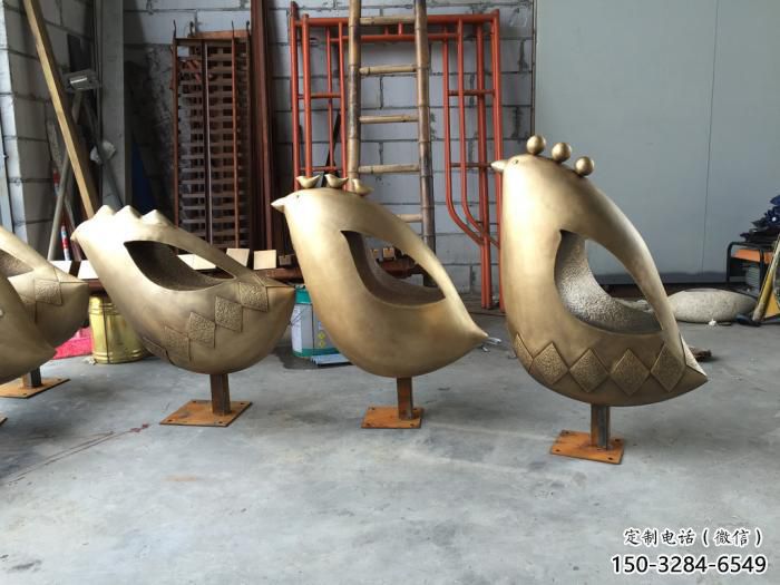 操場鳥類雕塑，公園題材，剪影工藝