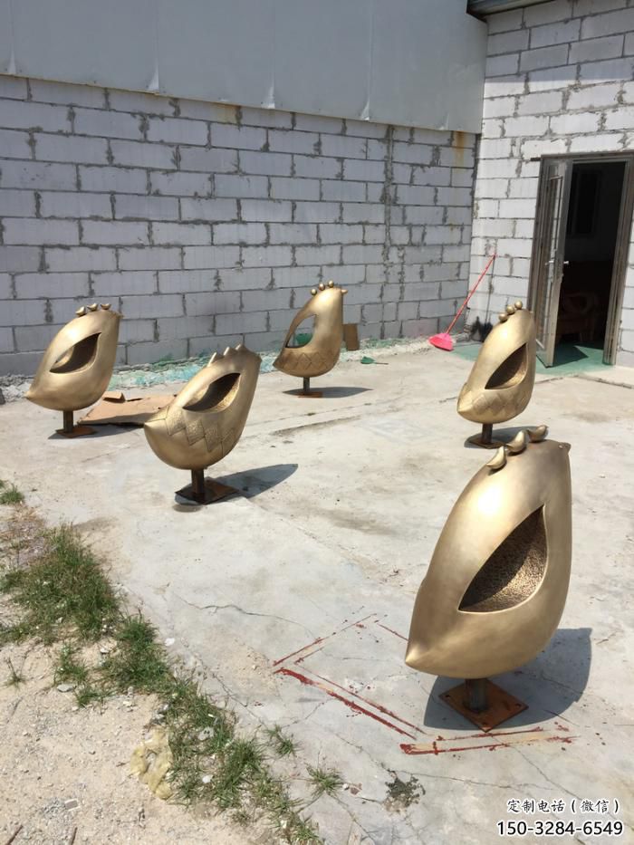 室內(nèi)鳥類雕塑，景觀題材，鍍銅工藝