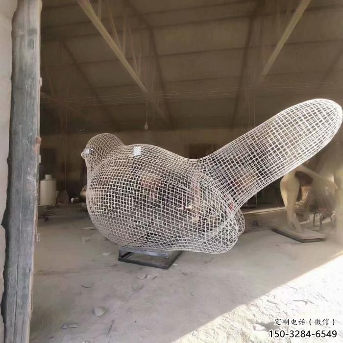 庭院鳥(niǎo)類雕塑，動(dòng)物小品，網(wǎng)格工藝