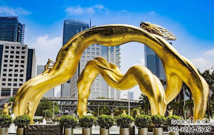 校園鳥類雕塑，仿真主題，鍍金工藝