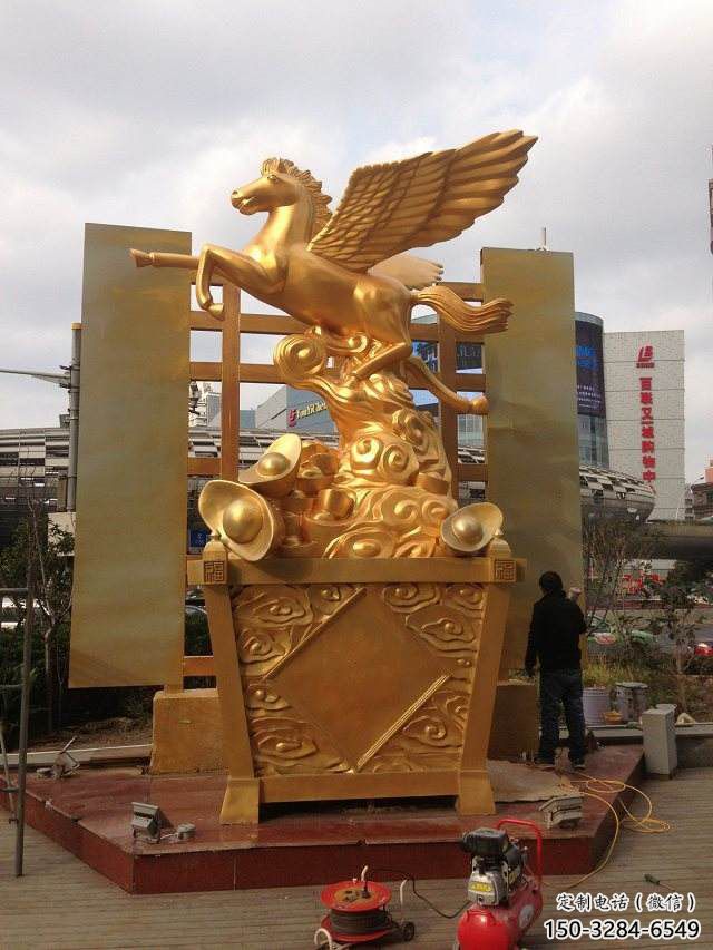 庭院戰馬雕塑，現代小品，彩繪工藝