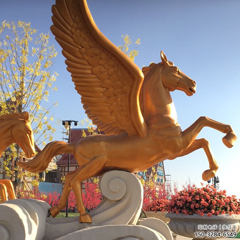 操場天馬雕塑，景觀題材，鍍銅工藝