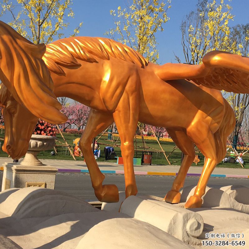 小區天馬雕塑，仿真主題，彩繪工藝