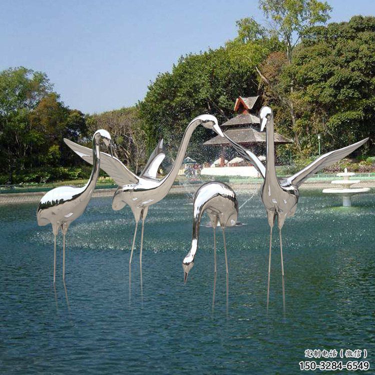 水景白鶴雕塑 風景區幾何雕塑 廣場小品