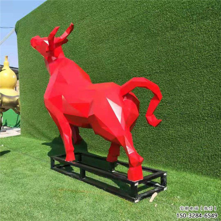 庭院黃牛雕塑廠家，現代小品，彩繪工藝