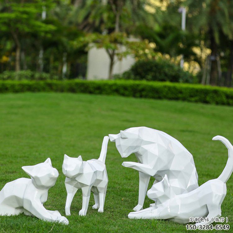 室內(nèi)貓咪雕塑，拉絲海洋雕塑，抽象效果