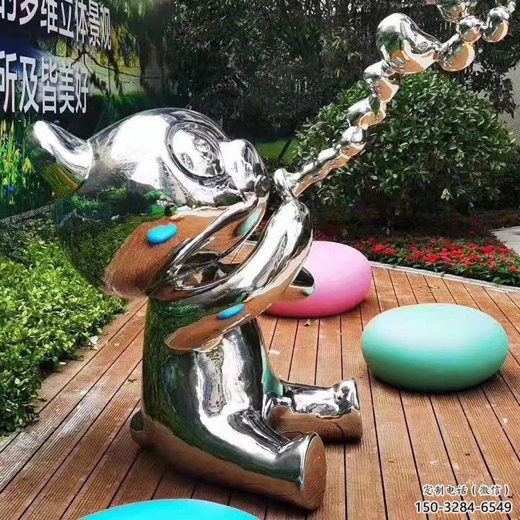 校園貓咪雕塑，拉絲海洋雕塑，卡通主題