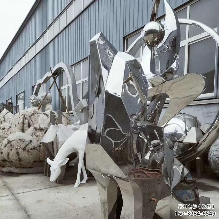 景區哈巴狗雕塑，鍍金歐式雕塑，鐵藝材質