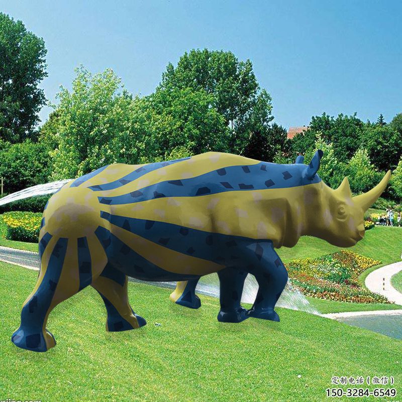 飯店犀牛雕塑，鍍金歐式雕塑，鍍金工藝