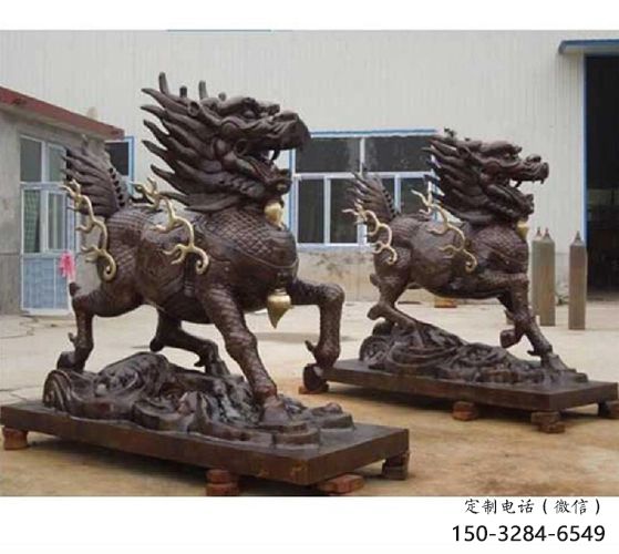 街道貔貅雕塑，鑄銅農(nóng)耕雕塑，古銅效果