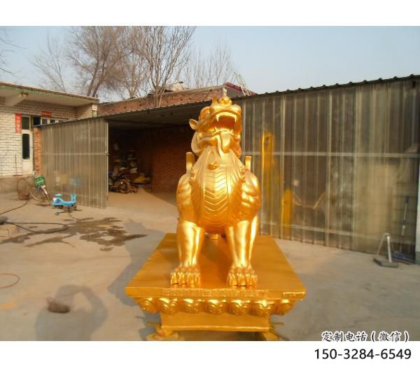 庭院貔貅雕塑，鍍金歐式雕塑，網格形式