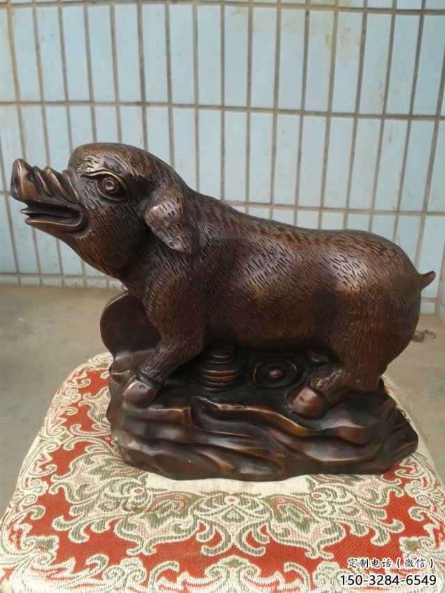 庭院野豬雕塑，鍍金歐式雕塑，網格形式